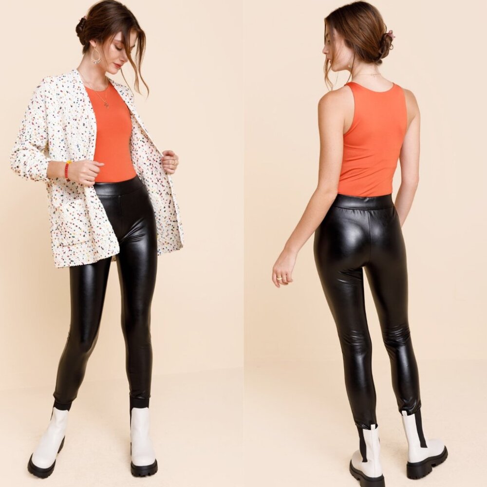 Eloquii Black Pleather Pants Vegan Faux Leather SZ 24 NEW!